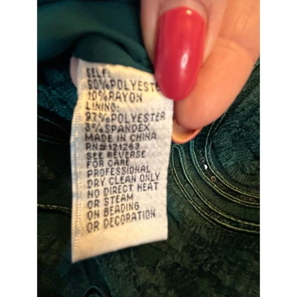 Mikael Aghal Green Sequin and Tulle Dress - Size 12 - Picture 11 of 13